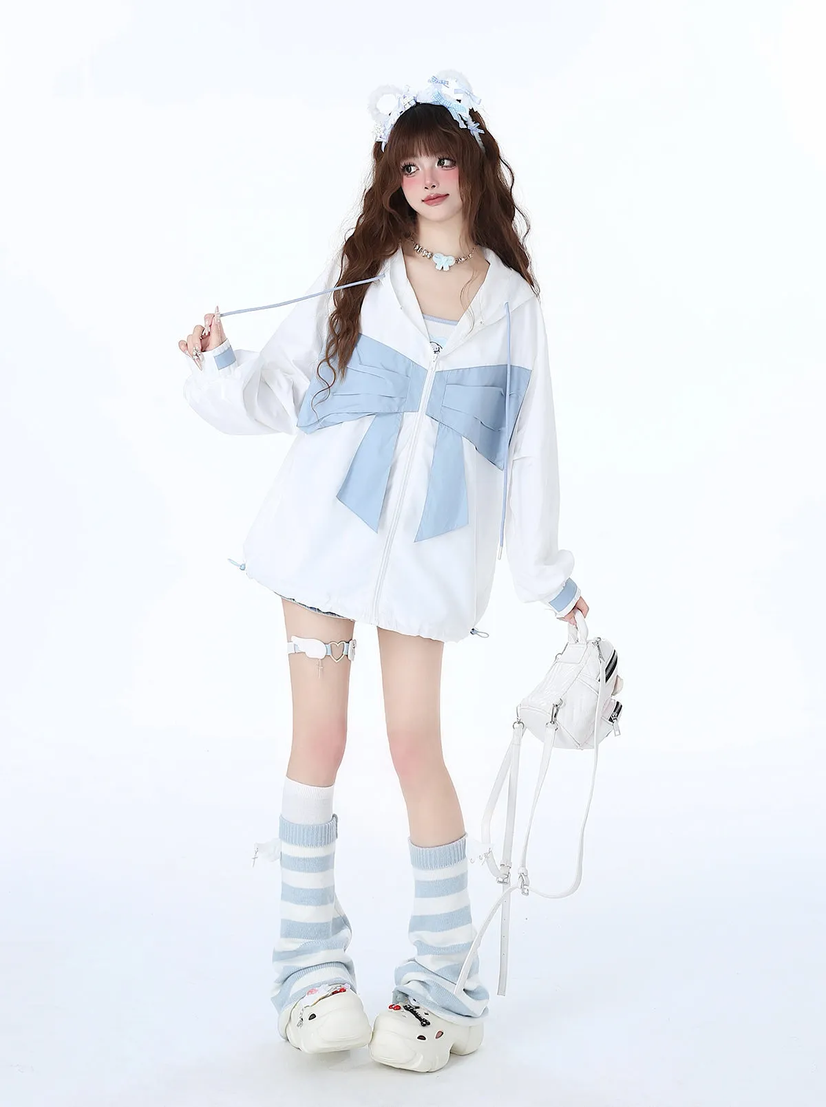 Loose the Ribbon Mist Hoodie Neighborhood Girl Zip