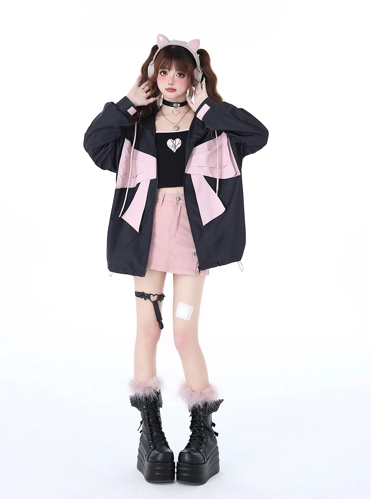 Loose the Ribbon Mist Hoodie Neighborhood Girl Zip