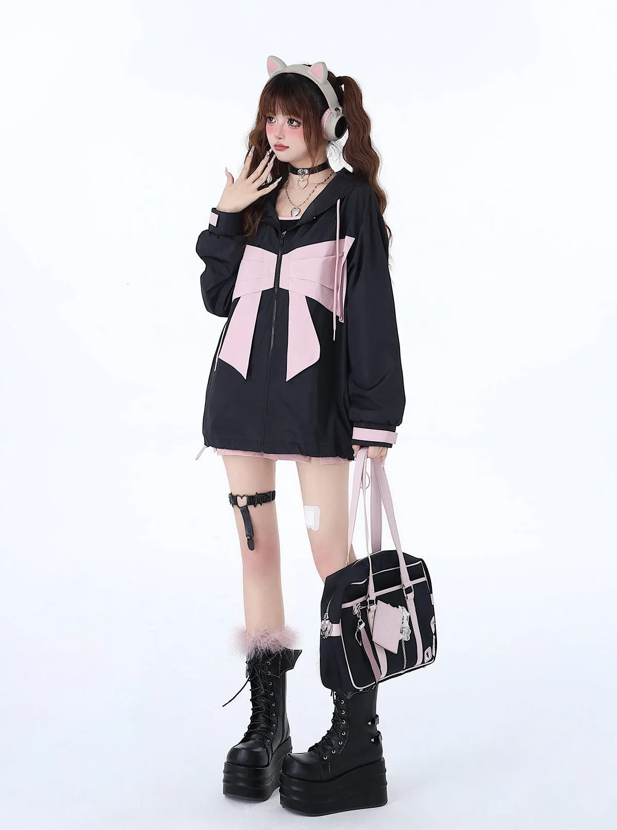 Loose the Ribbon Mist Hoodie Neighborhood Girl Zip