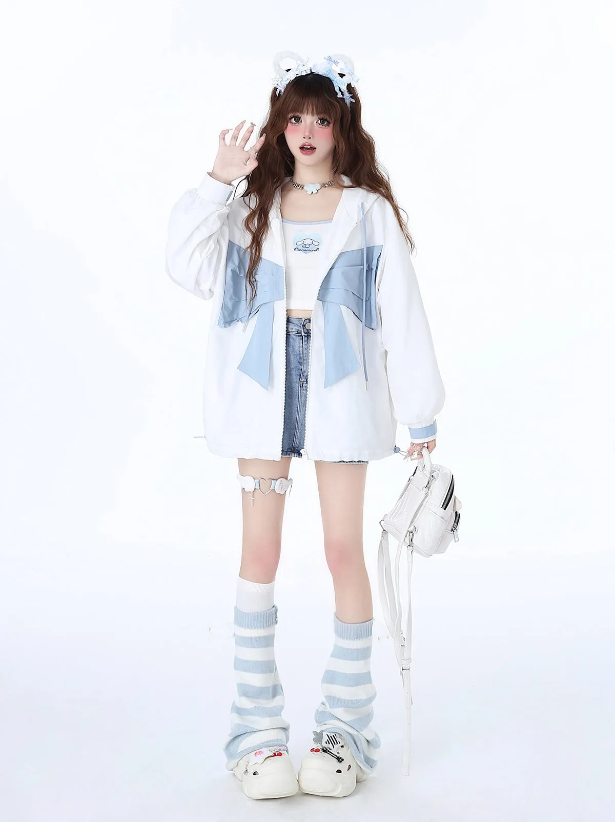 Loose the Ribbon Mist Hoodie Neighborhood Girl Zip