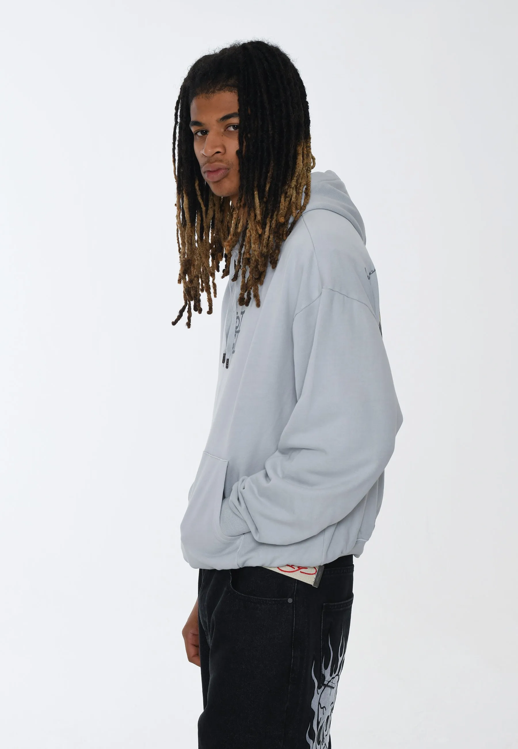 Mens Melrose-Tiger Graphic Hoodie - Grey