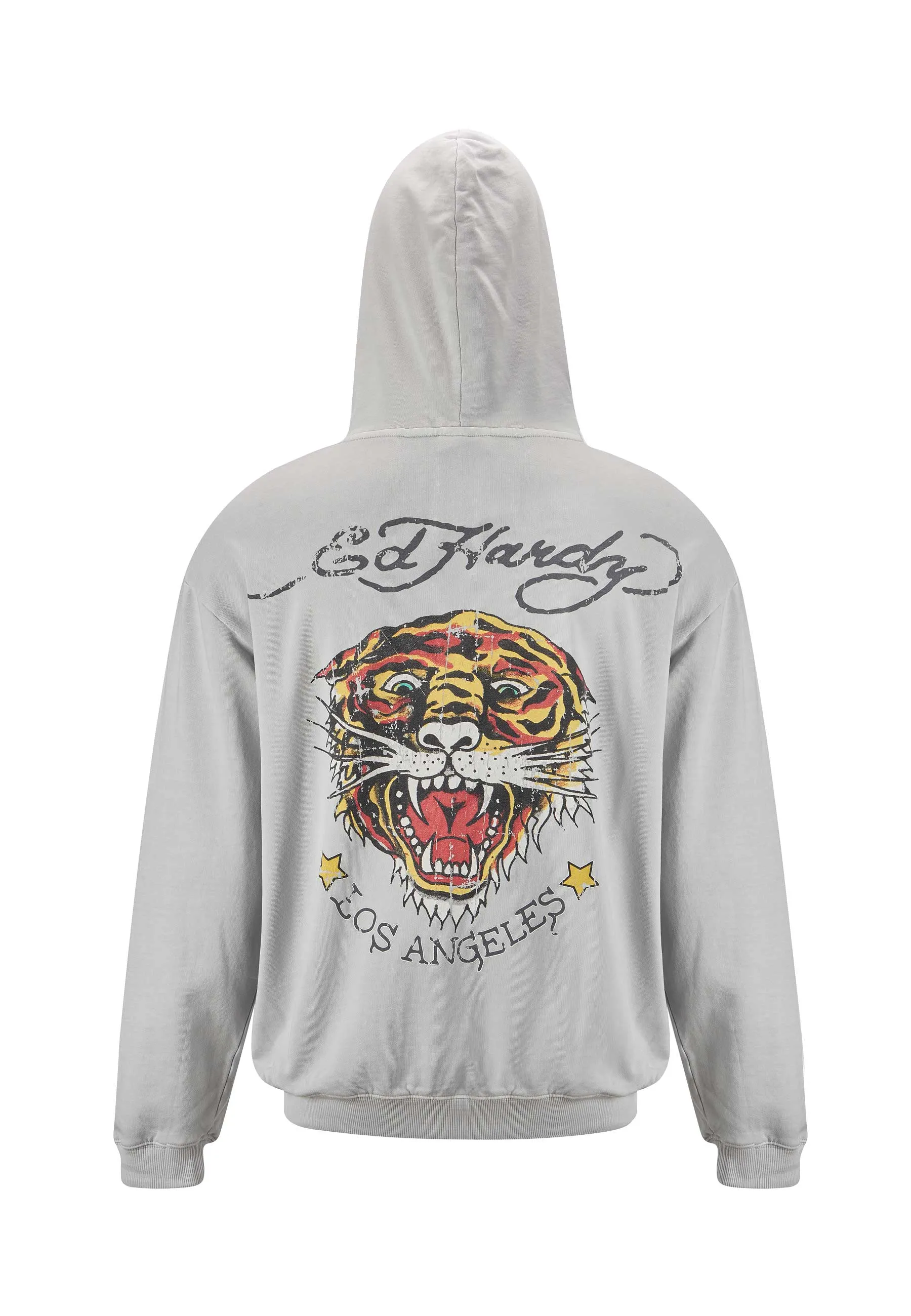 Mens Melrose-Tiger Graphic Hoodie - Grey