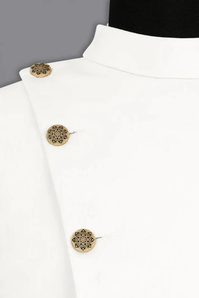 Men's White Jodhpuri Bandhgala Designer Suit, Exclusive Suit for Wedding and Festival