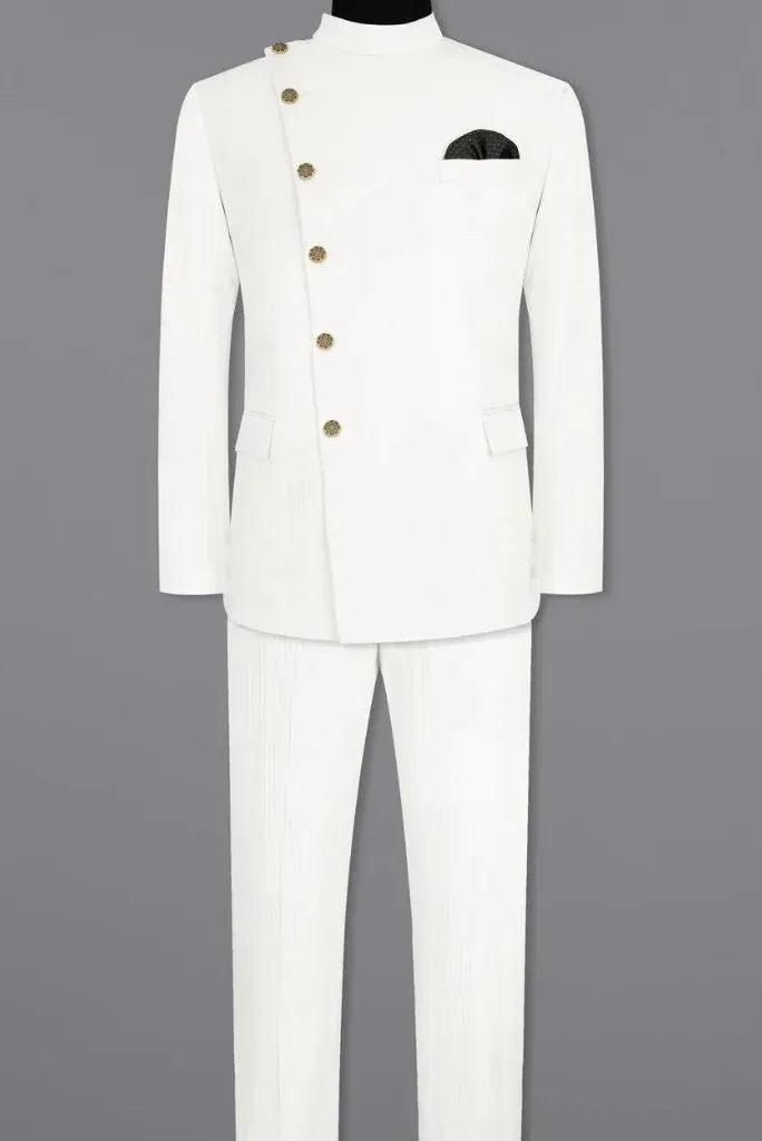 Men's White Jodhpuri Bandhgala Designer Suit, Exclusive Suit for Wedding and Festival