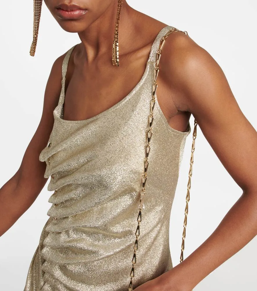 Metallic wrap dress PACO RABANNE, gold
