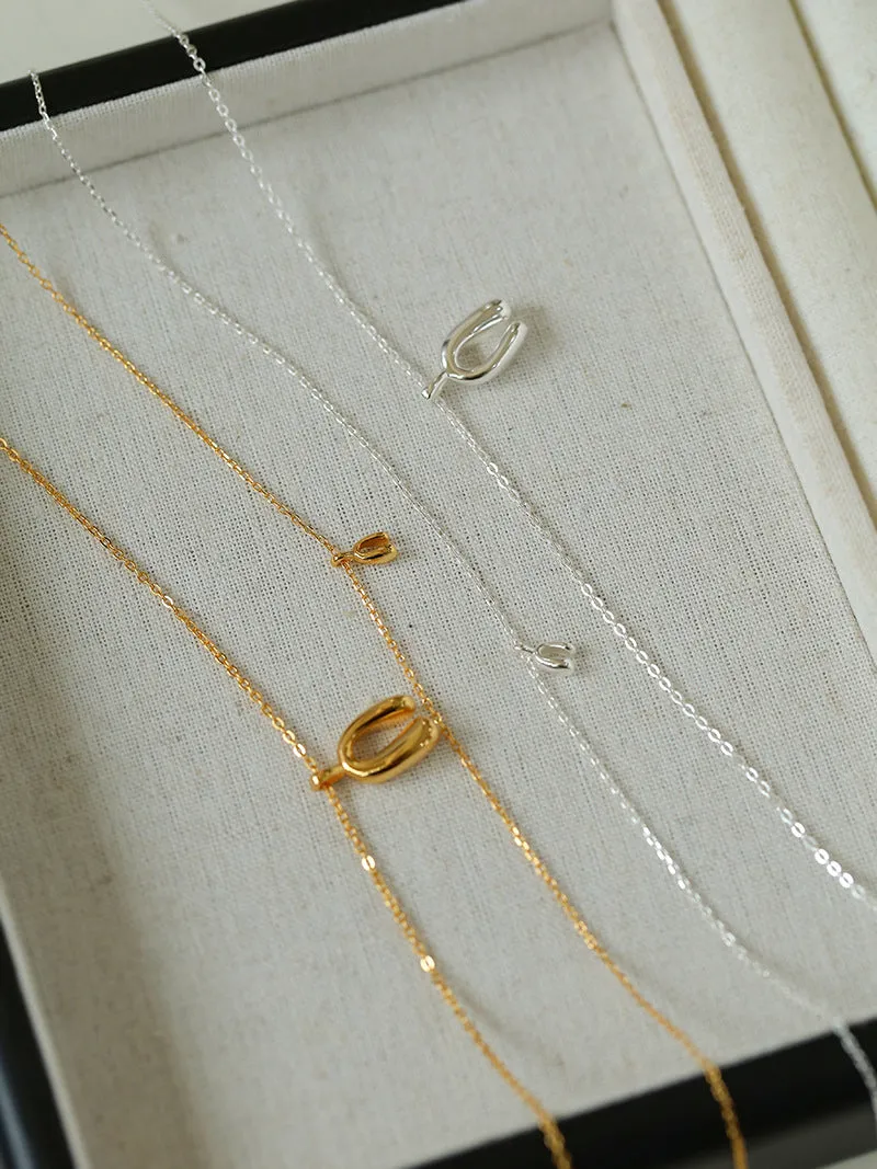 Minimalist Geometric Horseshoe Pendant Chian Necklace