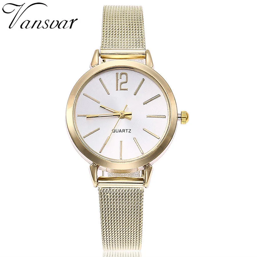 Montre 2019 Femme Vansvar Casual Round Elegant Women watches Luxury Quartz Stainless Steel Band Marble Strap Watch Analog Wrist