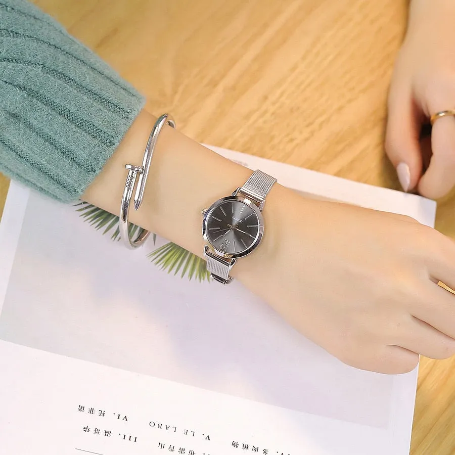 Montre 2019 Femme Vansvar Casual Round Elegant Women watches Luxury Quartz Stainless Steel Band Marble Strap Watch Analog Wrist