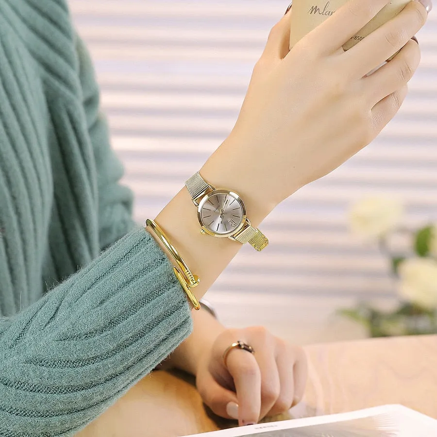 Montre 2019 Femme Vansvar Casual Round Elegant Women watches Luxury Quartz Stainless Steel Band Marble Strap Watch Analog Wrist