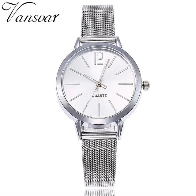 Montre 2019 Femme Vansvar Casual Round Elegant Women watches Luxury Quartz Stainless Steel Band Marble Strap Watch Analog Wrist