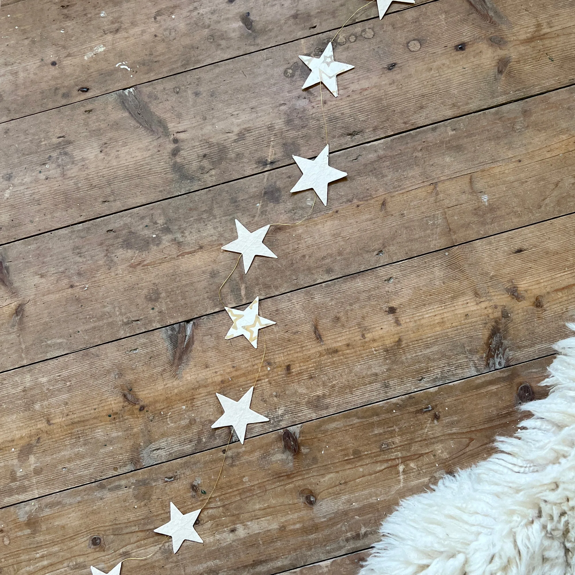 PARVATI Lokta Paper Christmas Star Garland 110cm - last one