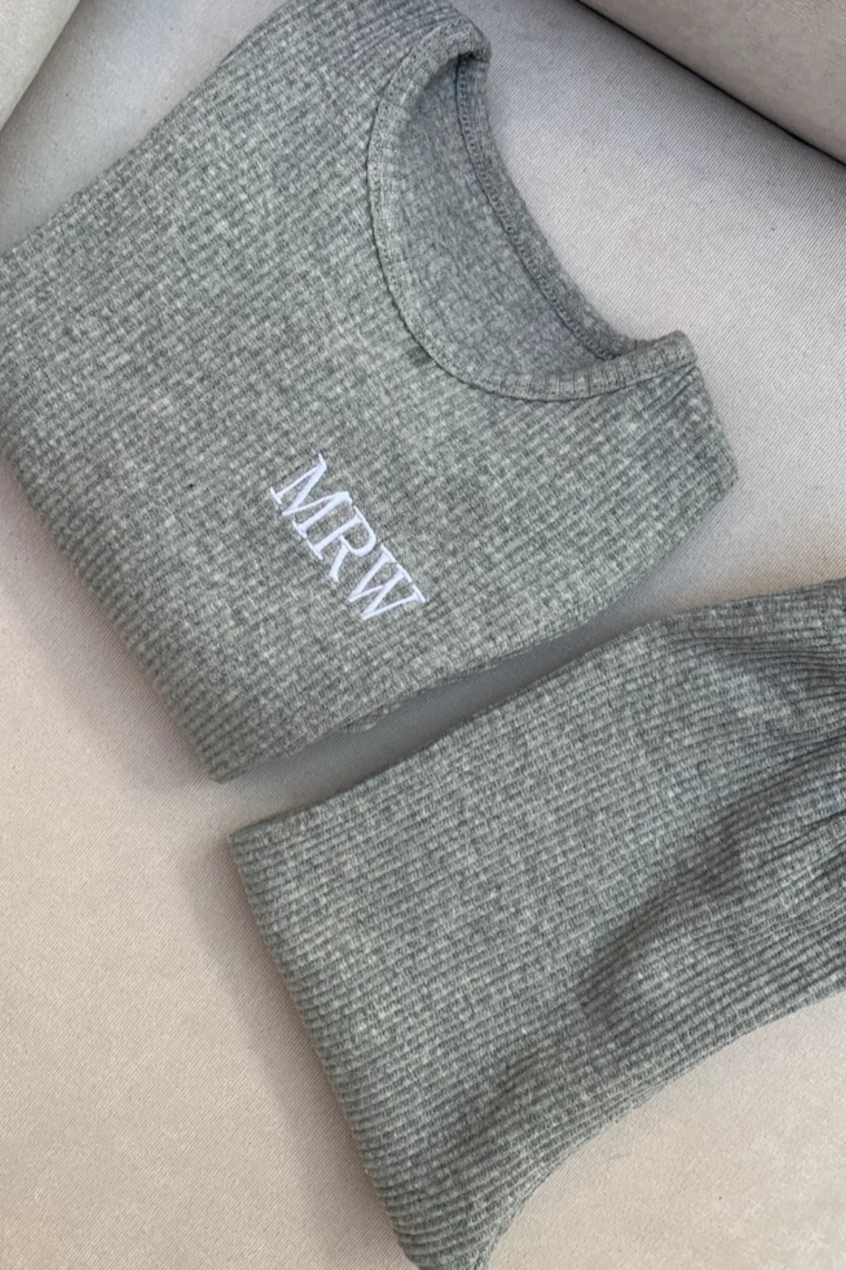 Personalised Children's Ribbed Set - Grey