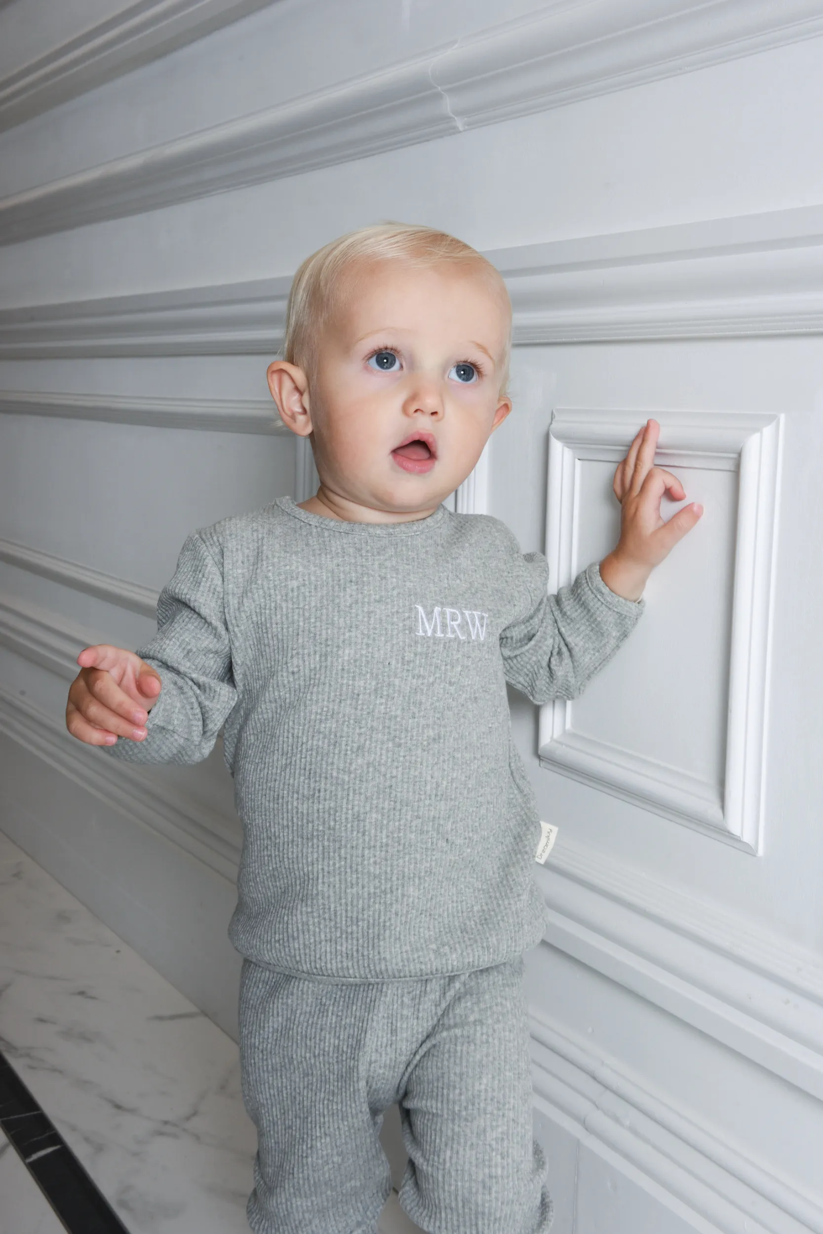 Personalised Children's Ribbed Set - Grey