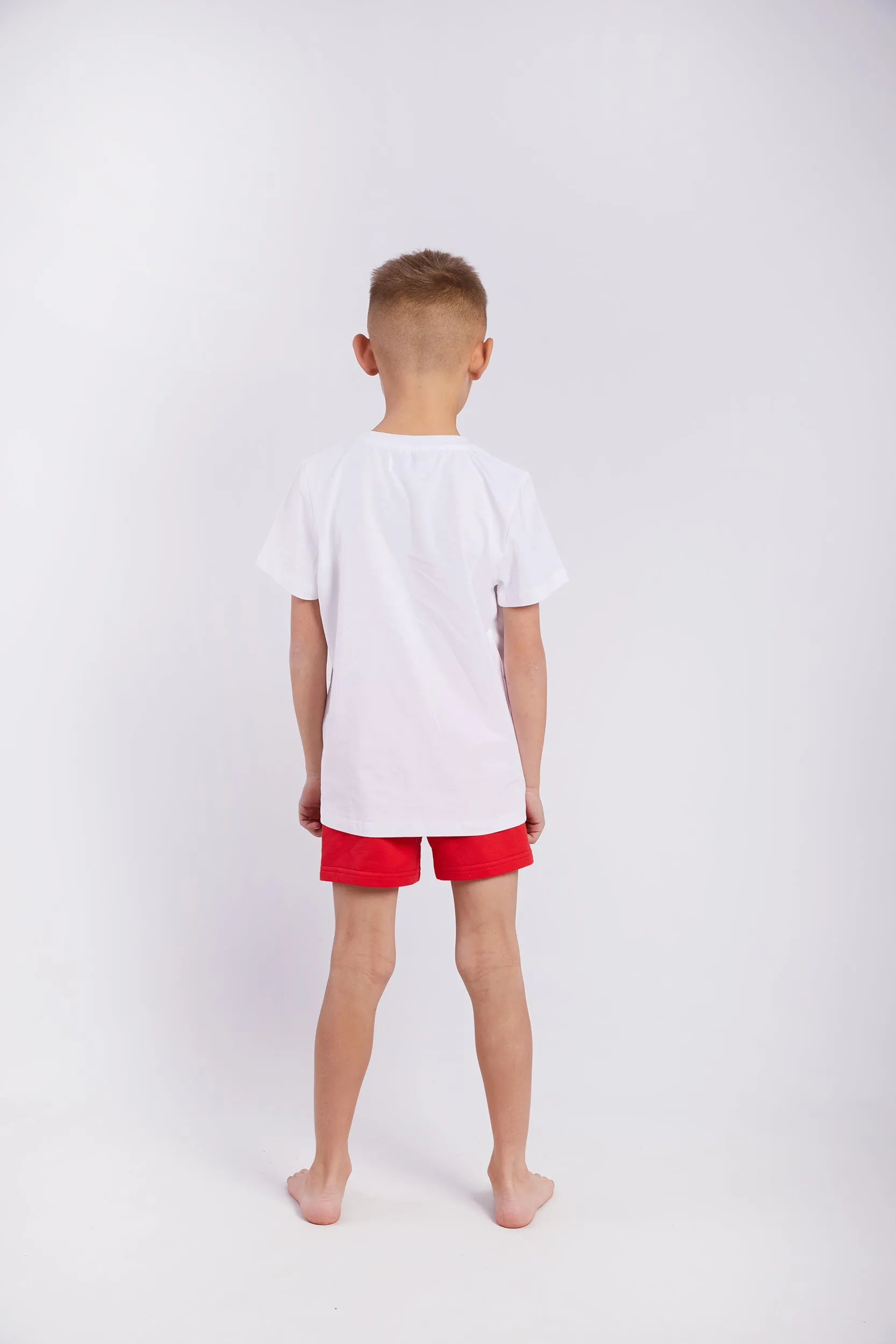 Personalised Christmas Boys Short Pyjama Set - White & Red