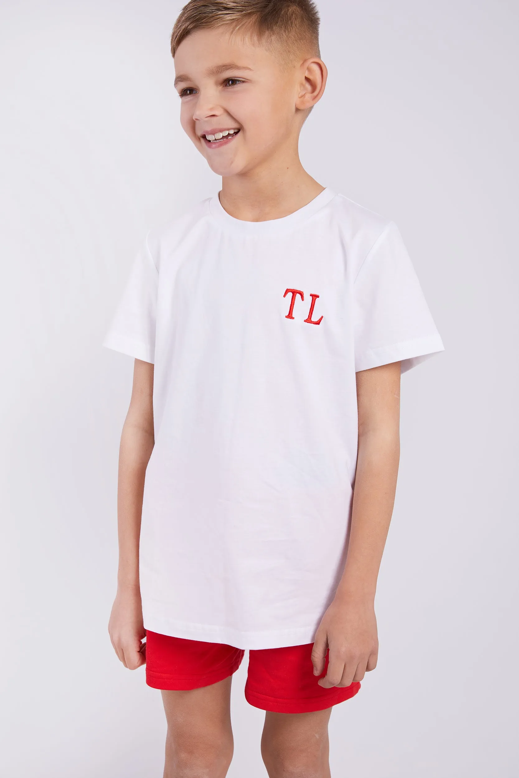 Personalised Christmas Boys Short Pyjama Set - White & Red