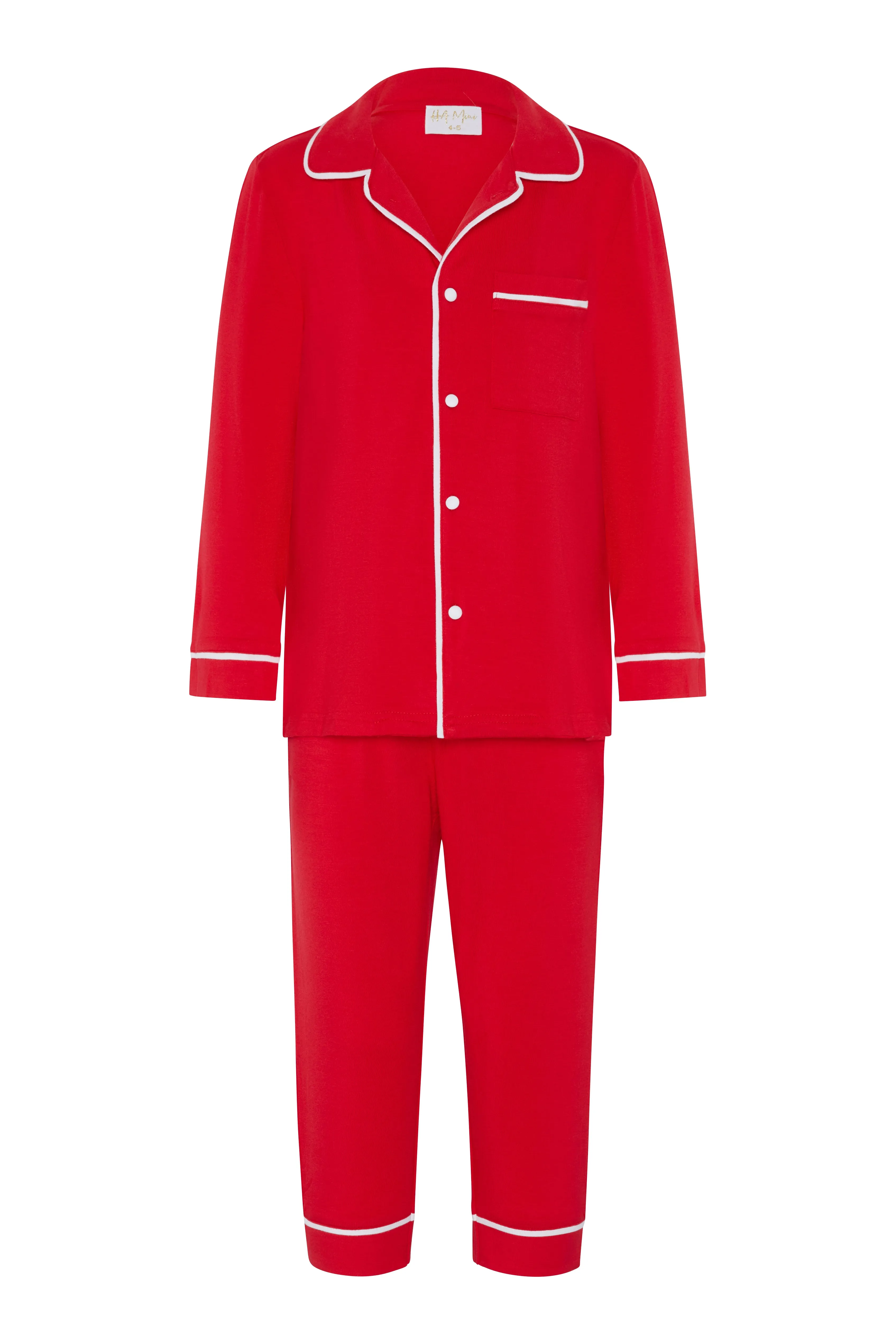 Personalised Christmas Girls Jersey Long Sleeve Pyjama Set - Red
