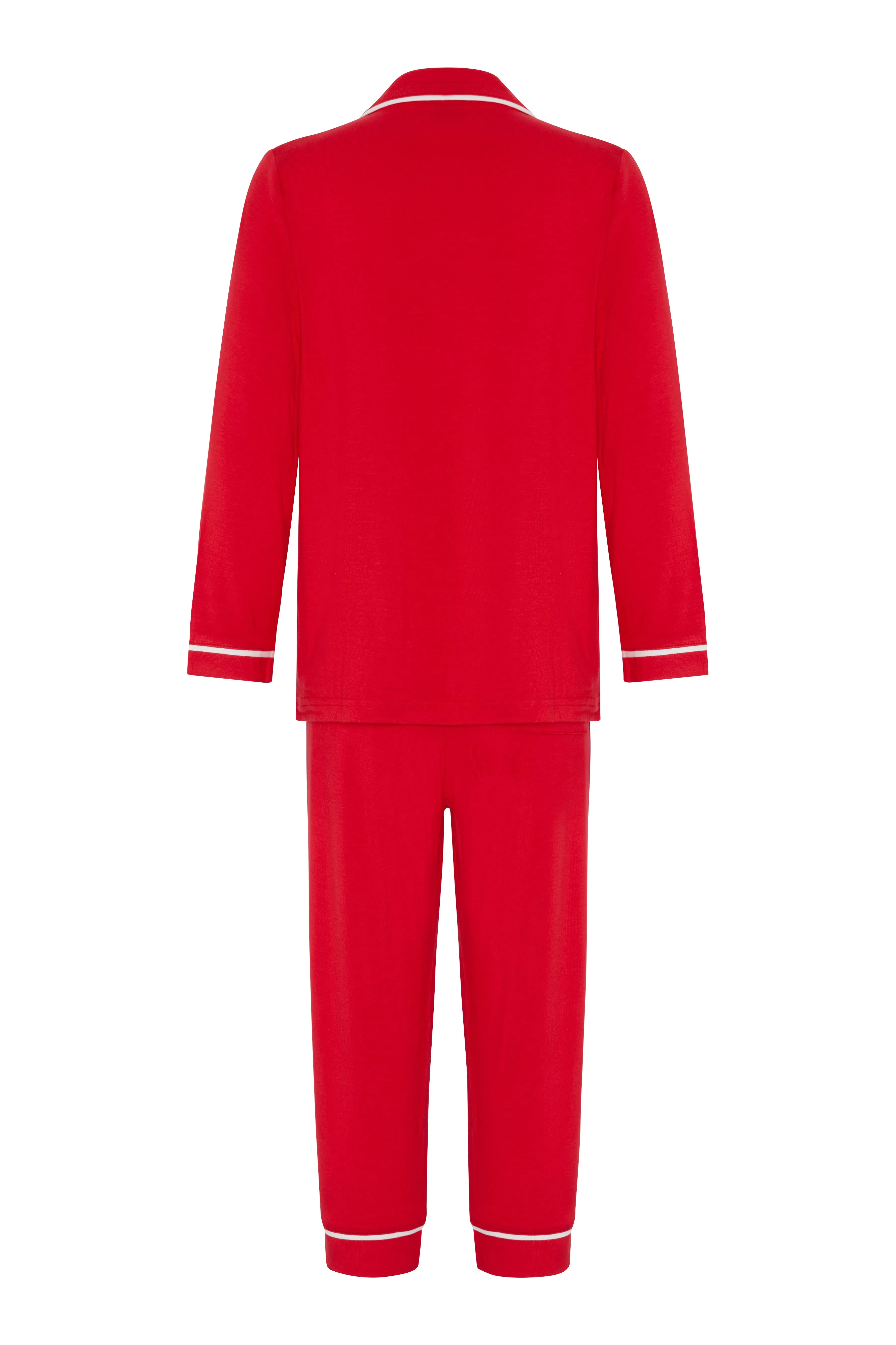 Personalised Christmas Girls Jersey Long Sleeve Pyjama Set - Red