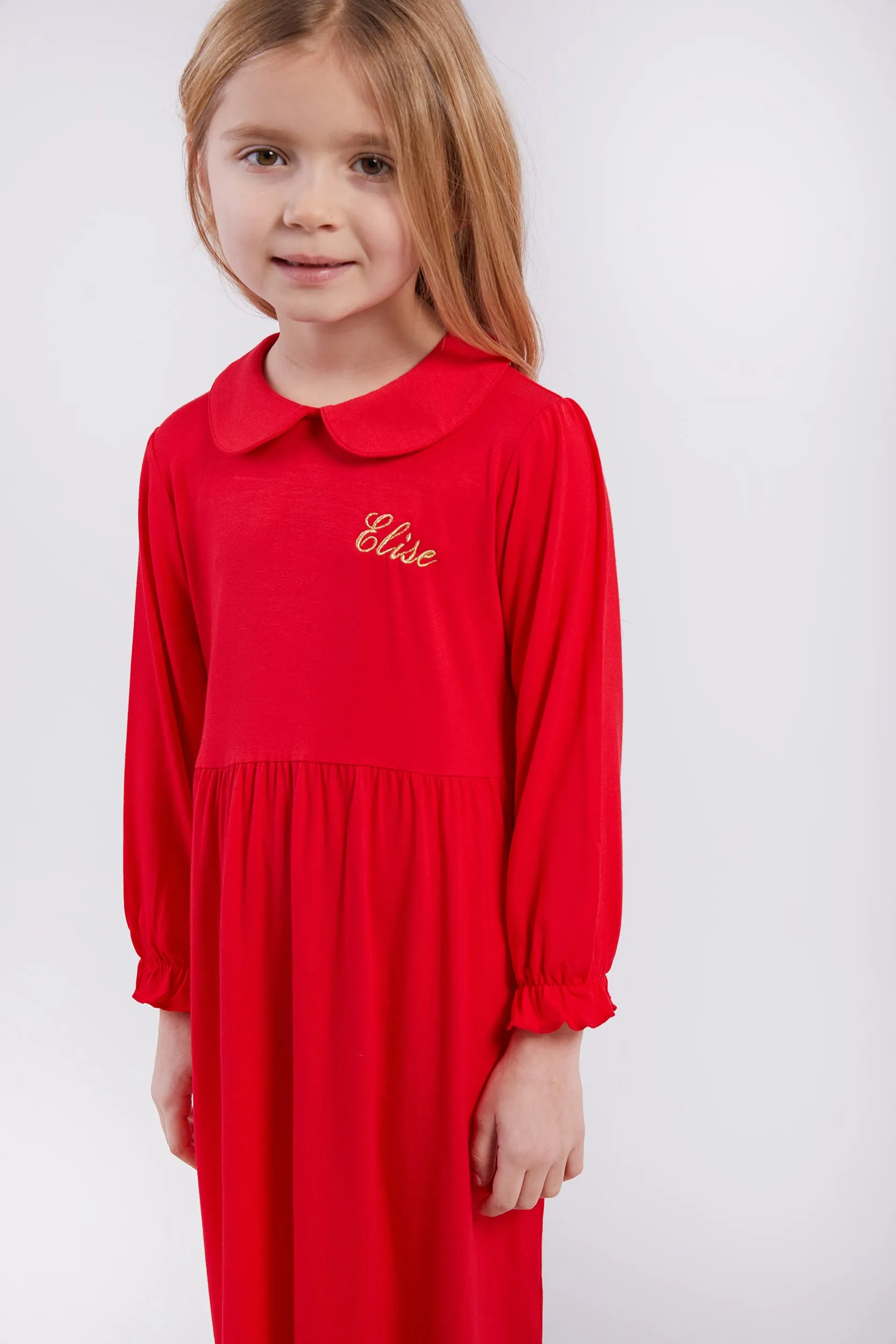 Personalised Christmas Girls Night Dress - Red