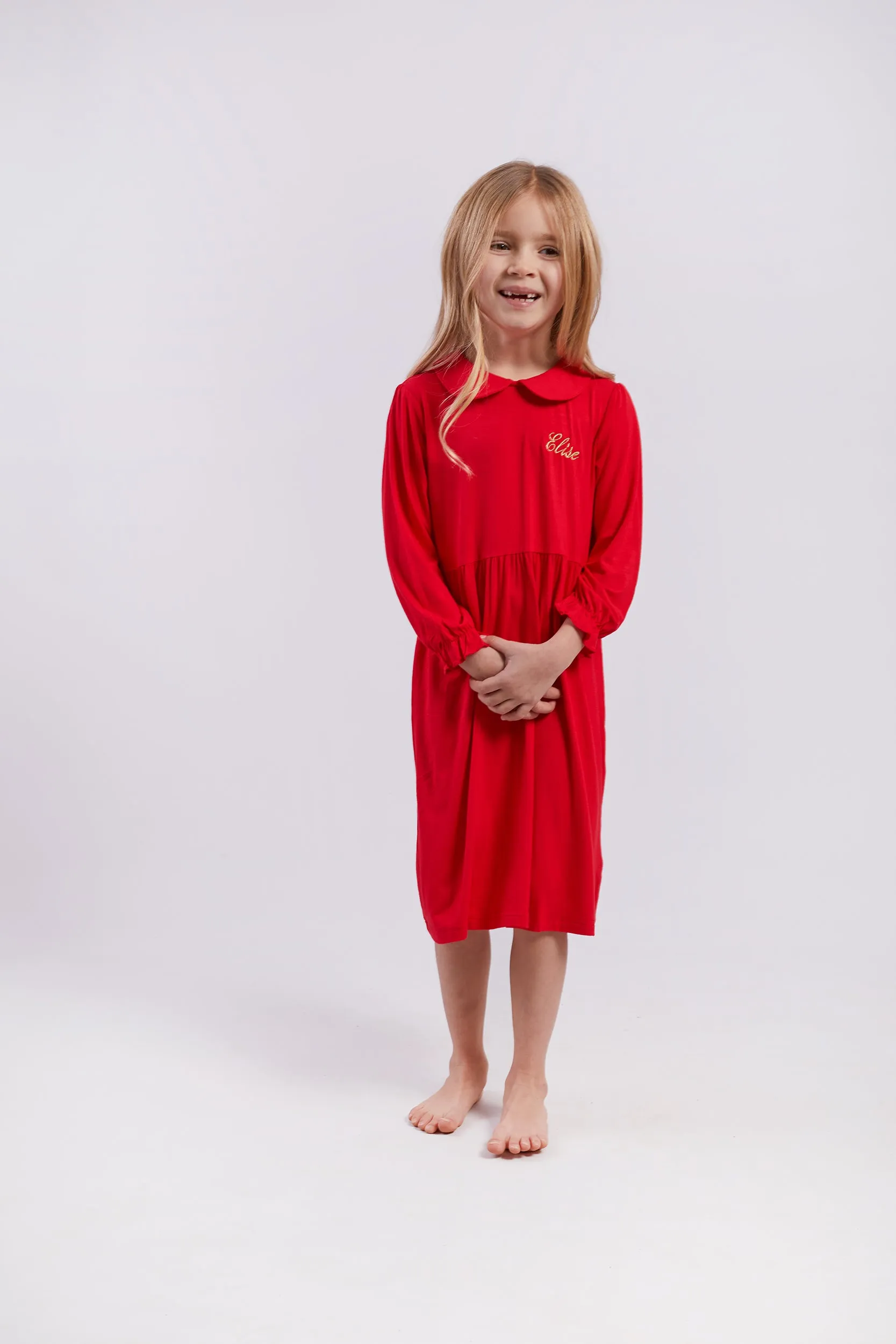 Personalised Christmas Girls Night Dress - Red