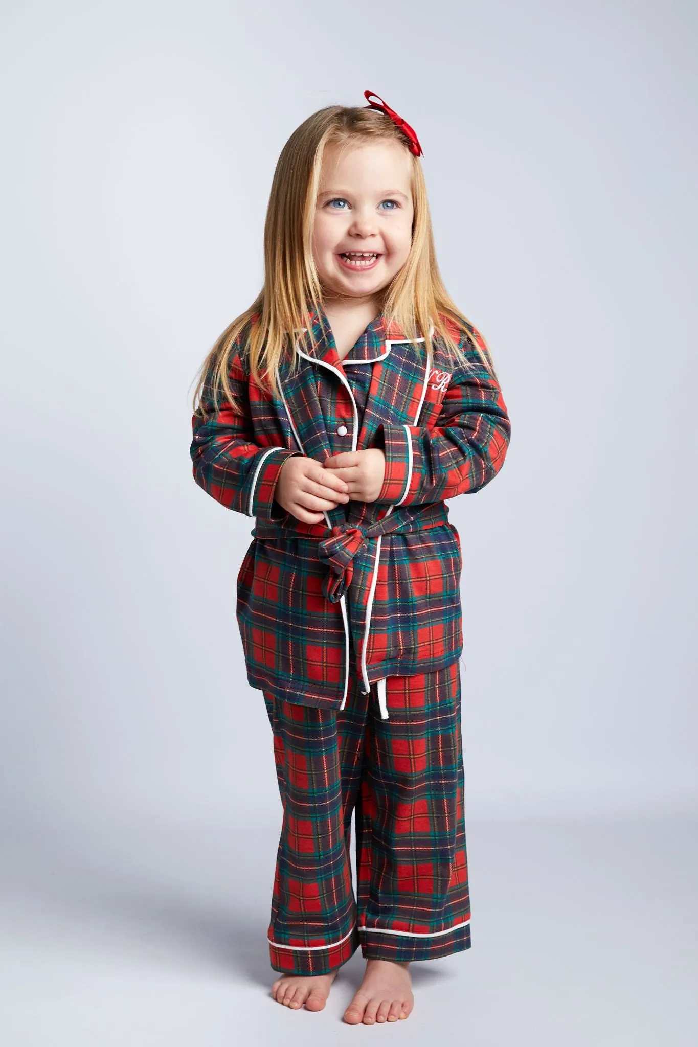 Personalised Christmas Luxury Children's 3 Piece Pyjama Set - Tartan