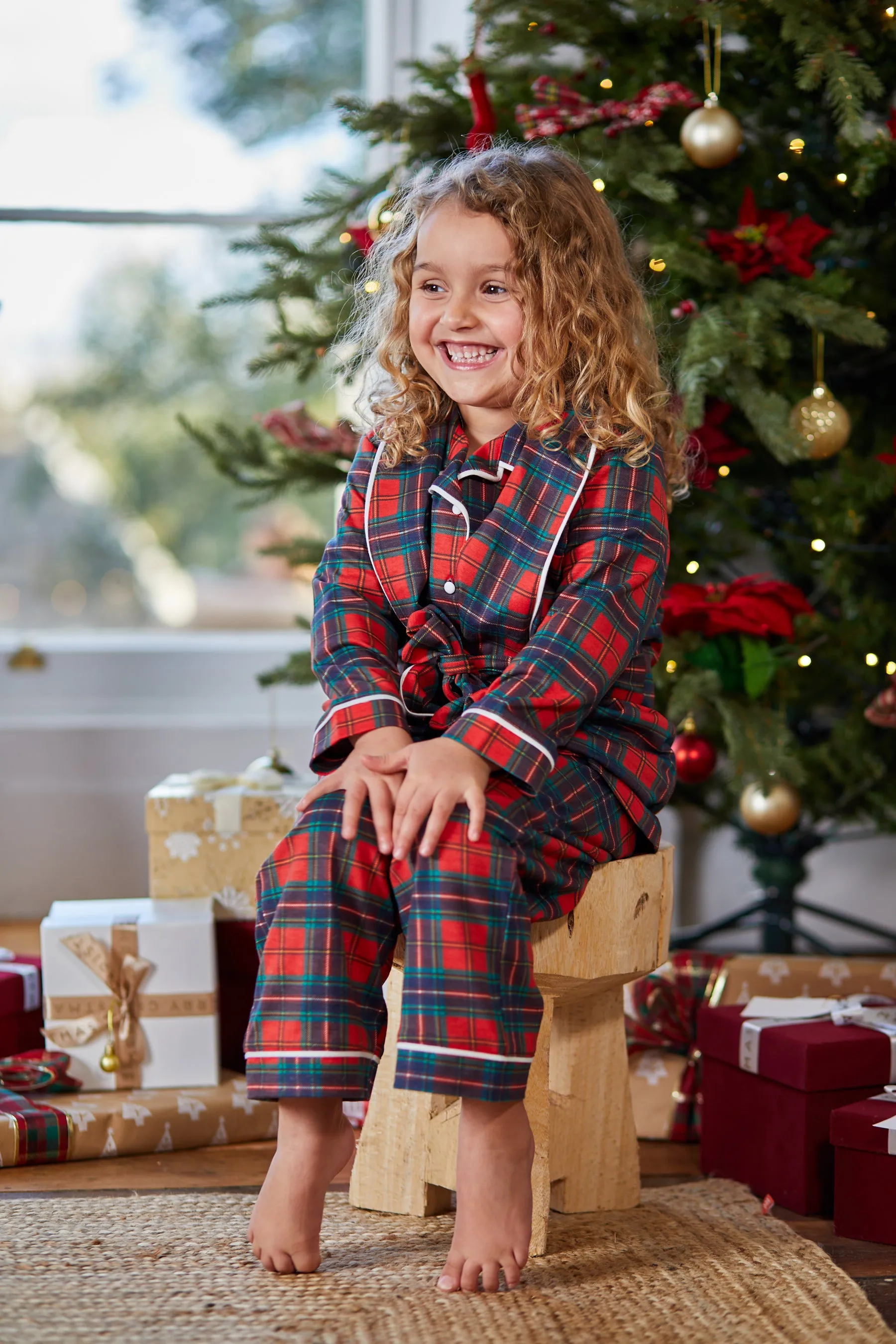 Personalised Christmas Luxury Children's 3 Piece Pyjama Set - Tartan