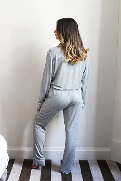 Personalised Jersey Long Sleeve Pyjama Set - Grey