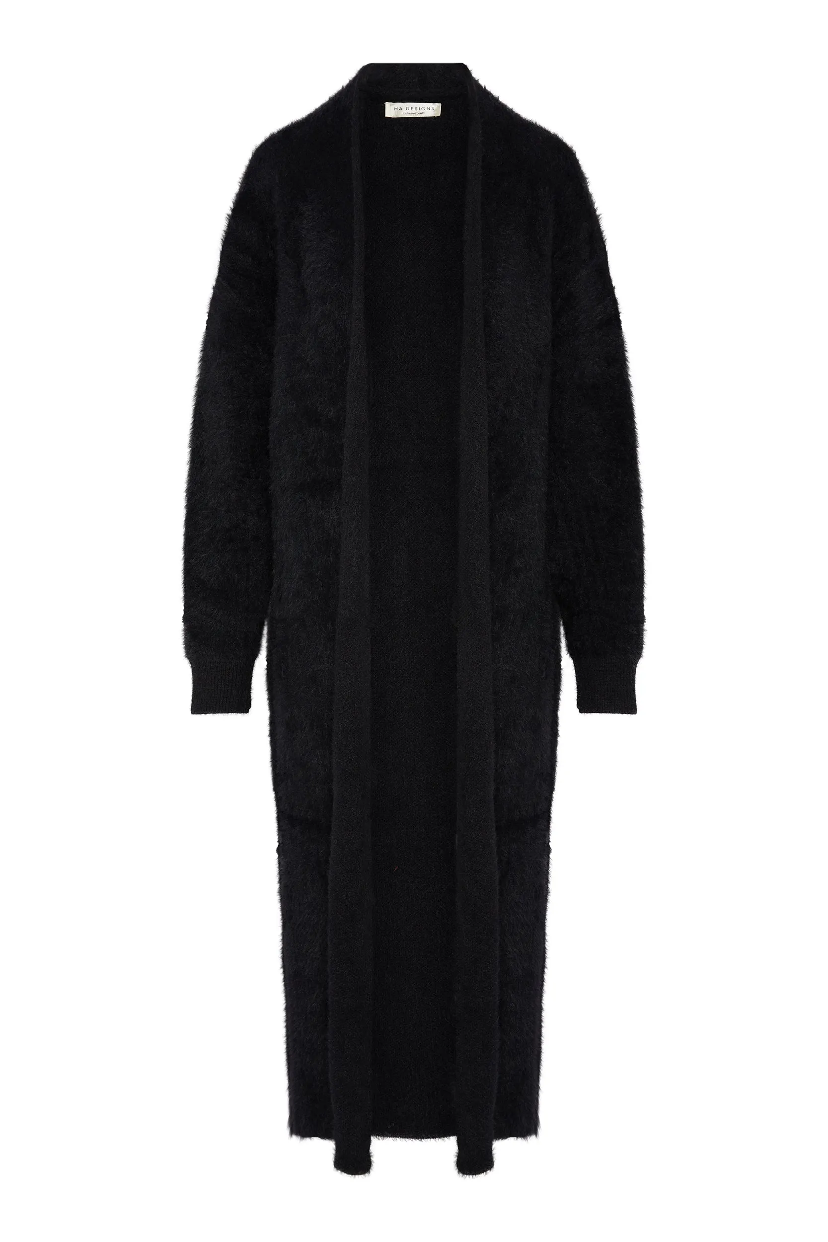 Personalised Luxury Knitted Cosy Longline Robe Cardigan - Black
