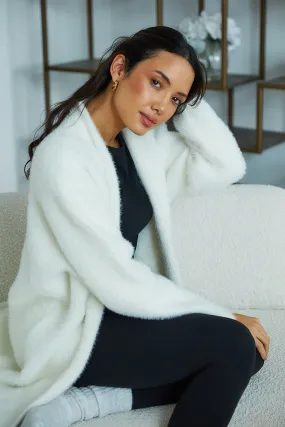 Personalised Luxury Knitted  Cosy Longline Robe Cardigan - Ivory