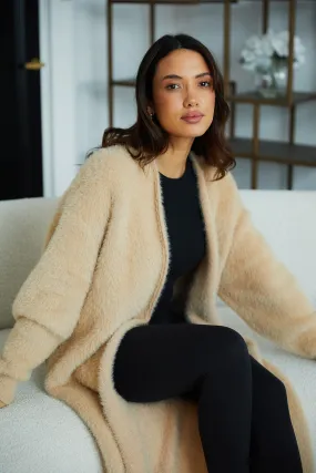 Personalised Luxury Knitted Cosy Longline Robe Cardigan - Sand