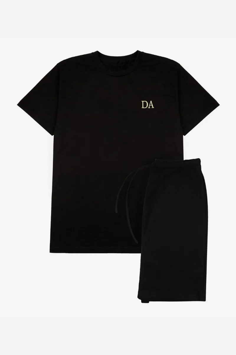 Personalised Mens Short Pyjama Set - Black