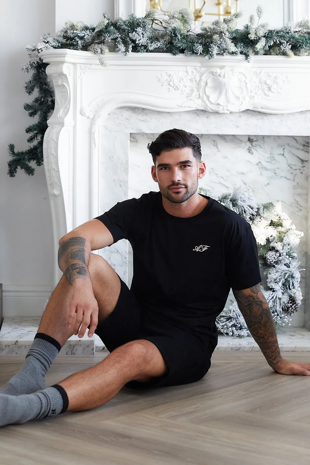 Personalised Mens Short Pyjama Set - Black