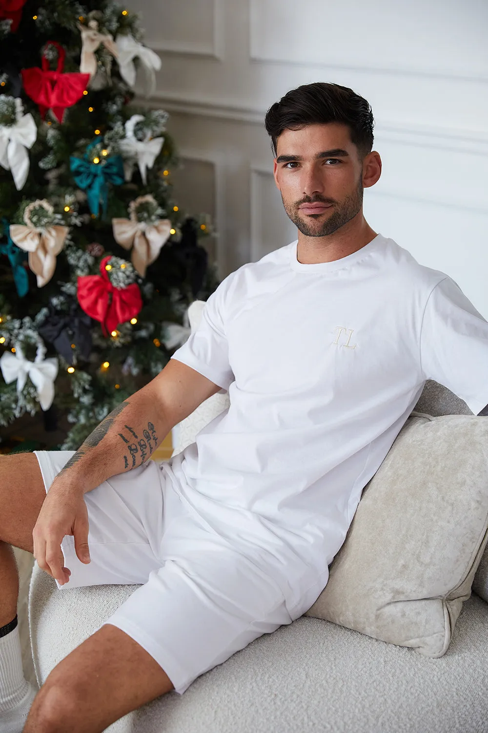 Personalised Mens Short Pyjama Set - White