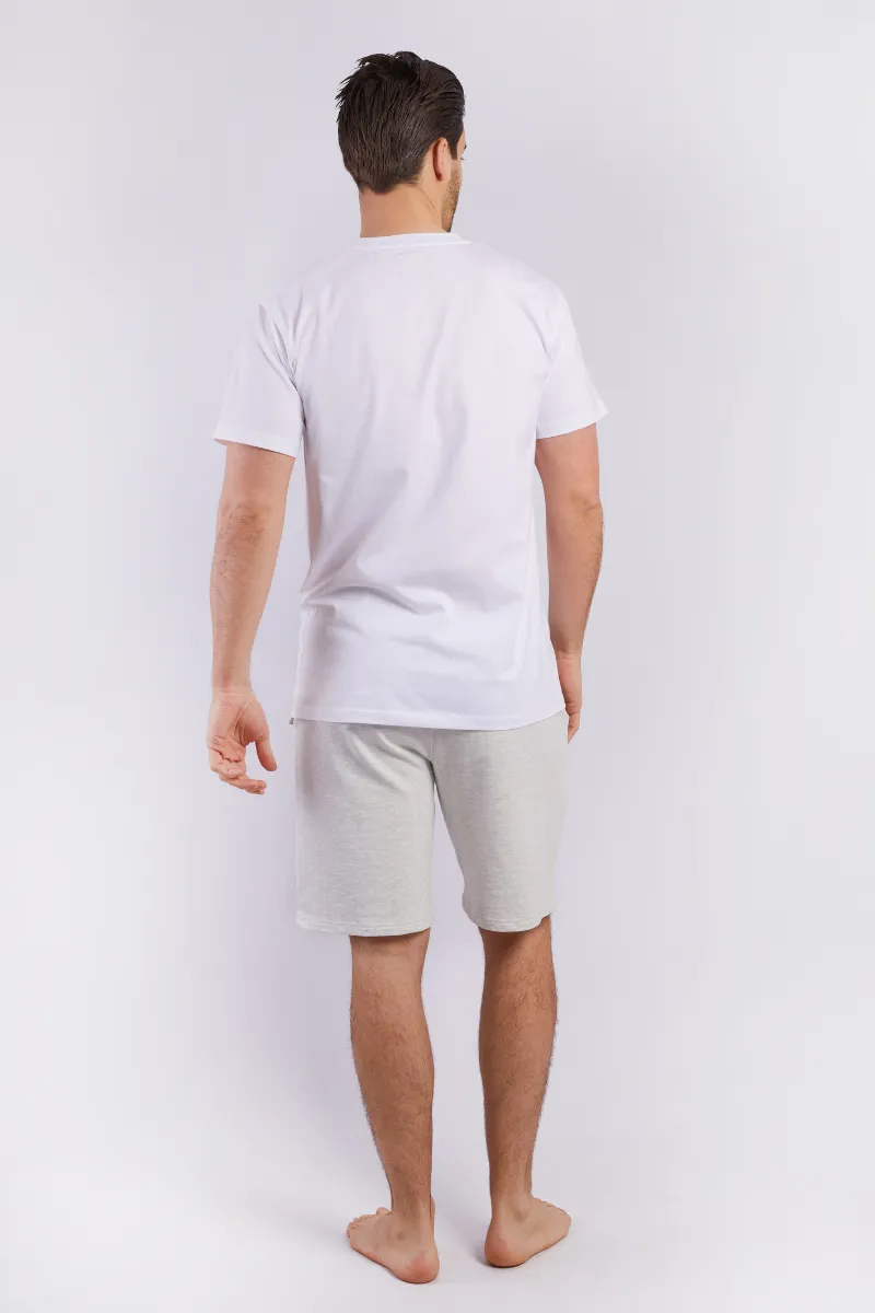 Personalised Mens Short Pyjama Set - White/Grey