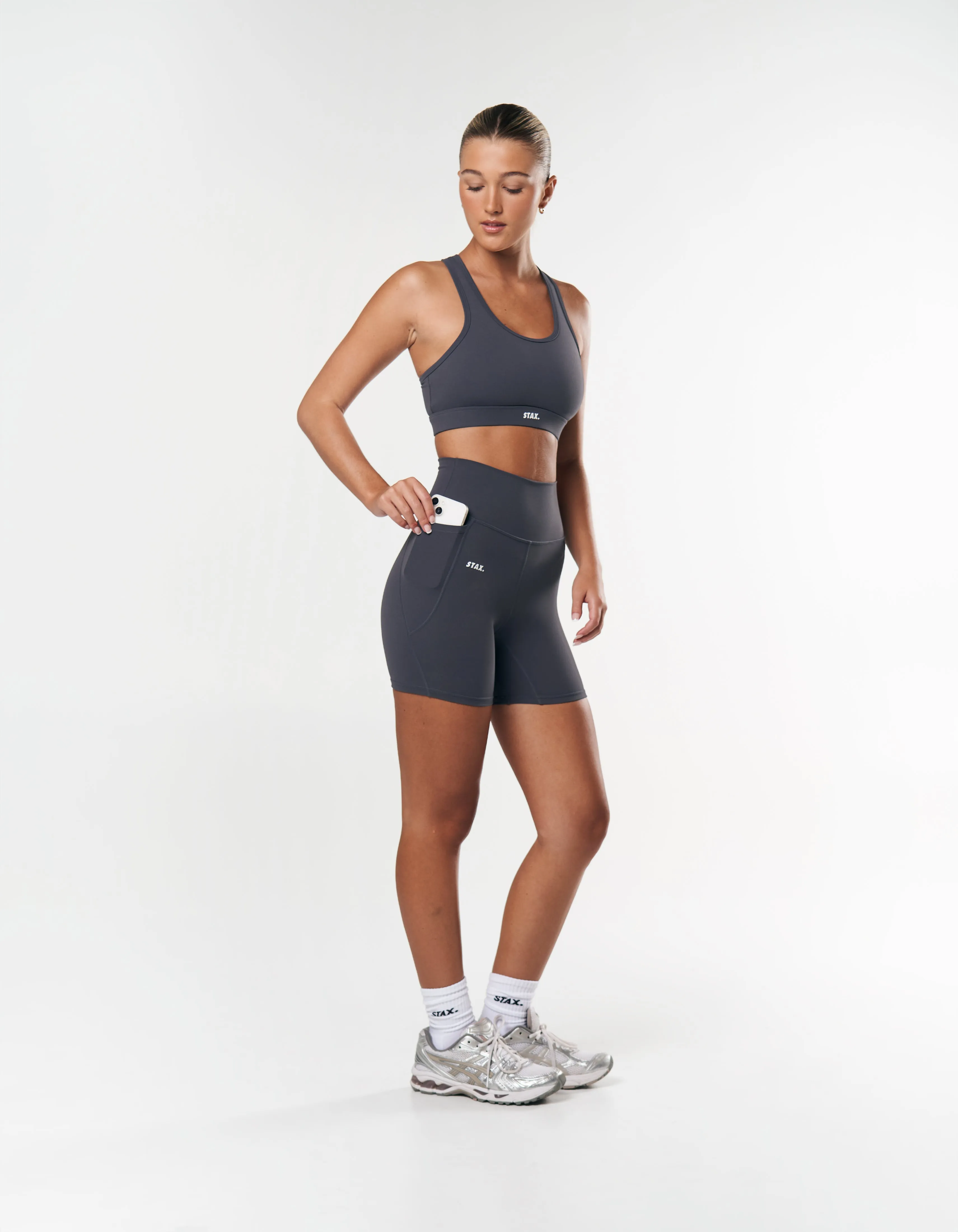 Phone Pocket Midi Bike Shorts NANDEX ™ - Dark Grey