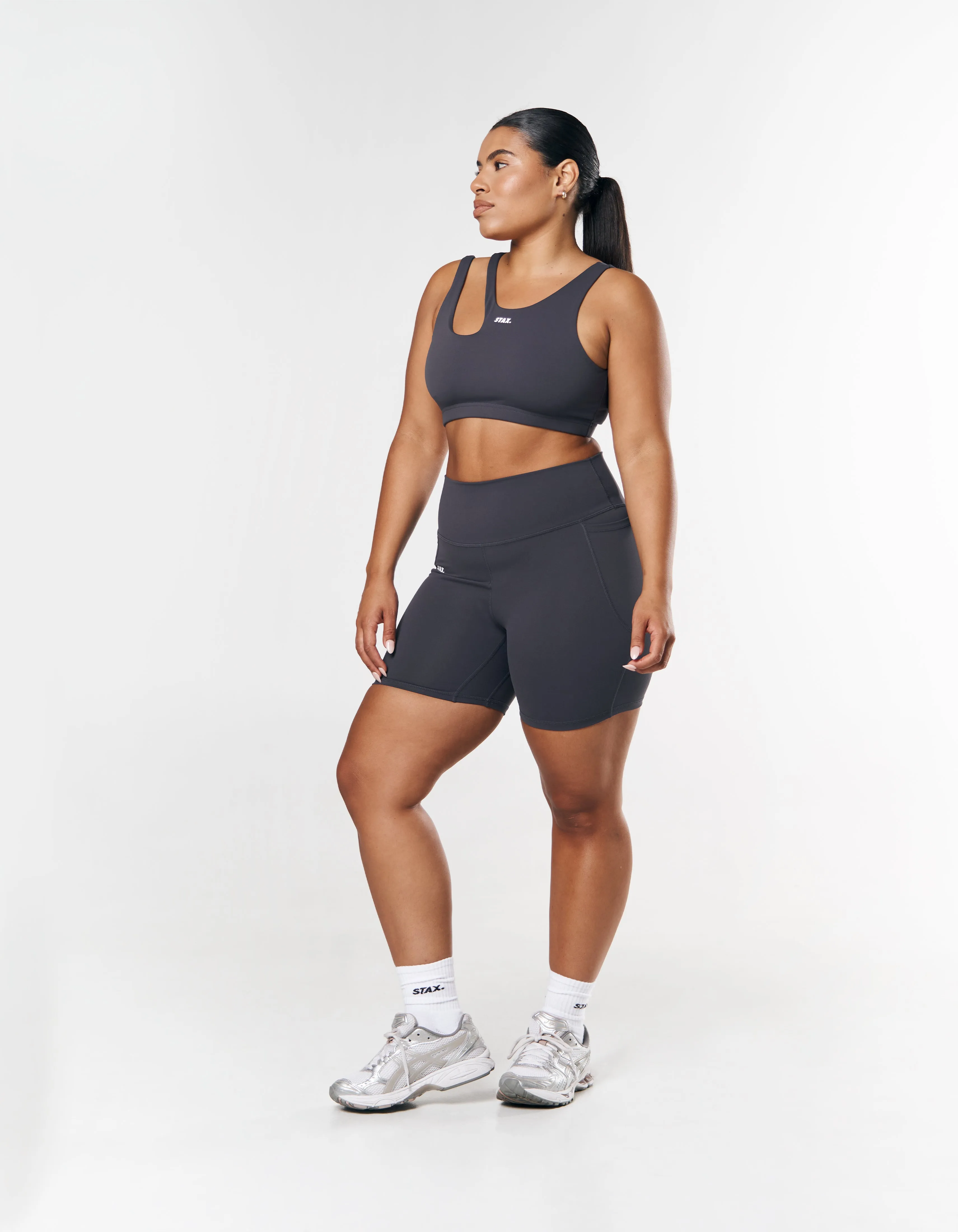 Phone Pocket Midi Bike Shorts NANDEX ™ - Dark Grey