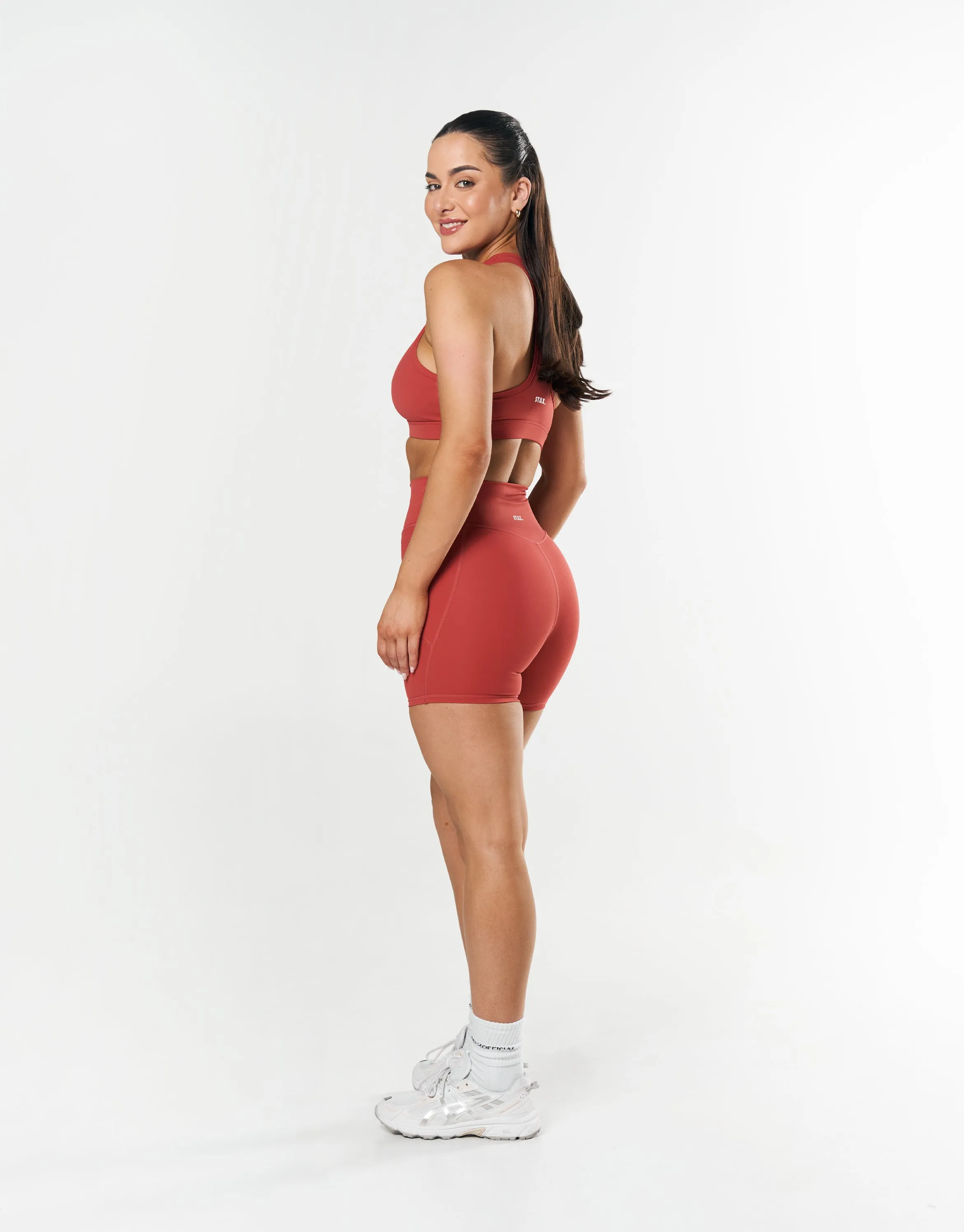 Phone Pocket Midi Bike Shorts NANDEX ™ - Mahogany
