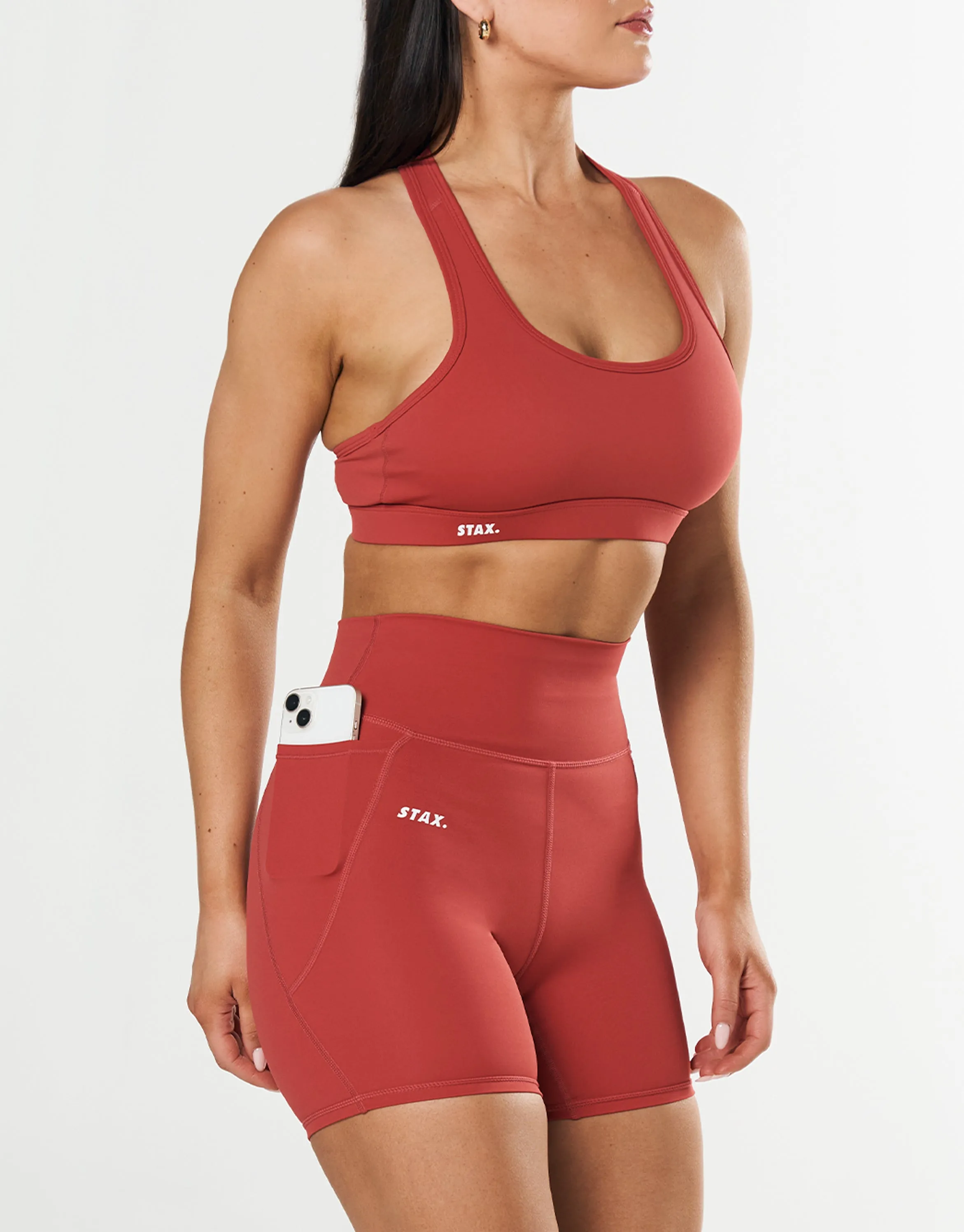 Phone Pocket Midi Bike Shorts NANDEX ™ - Mahogany