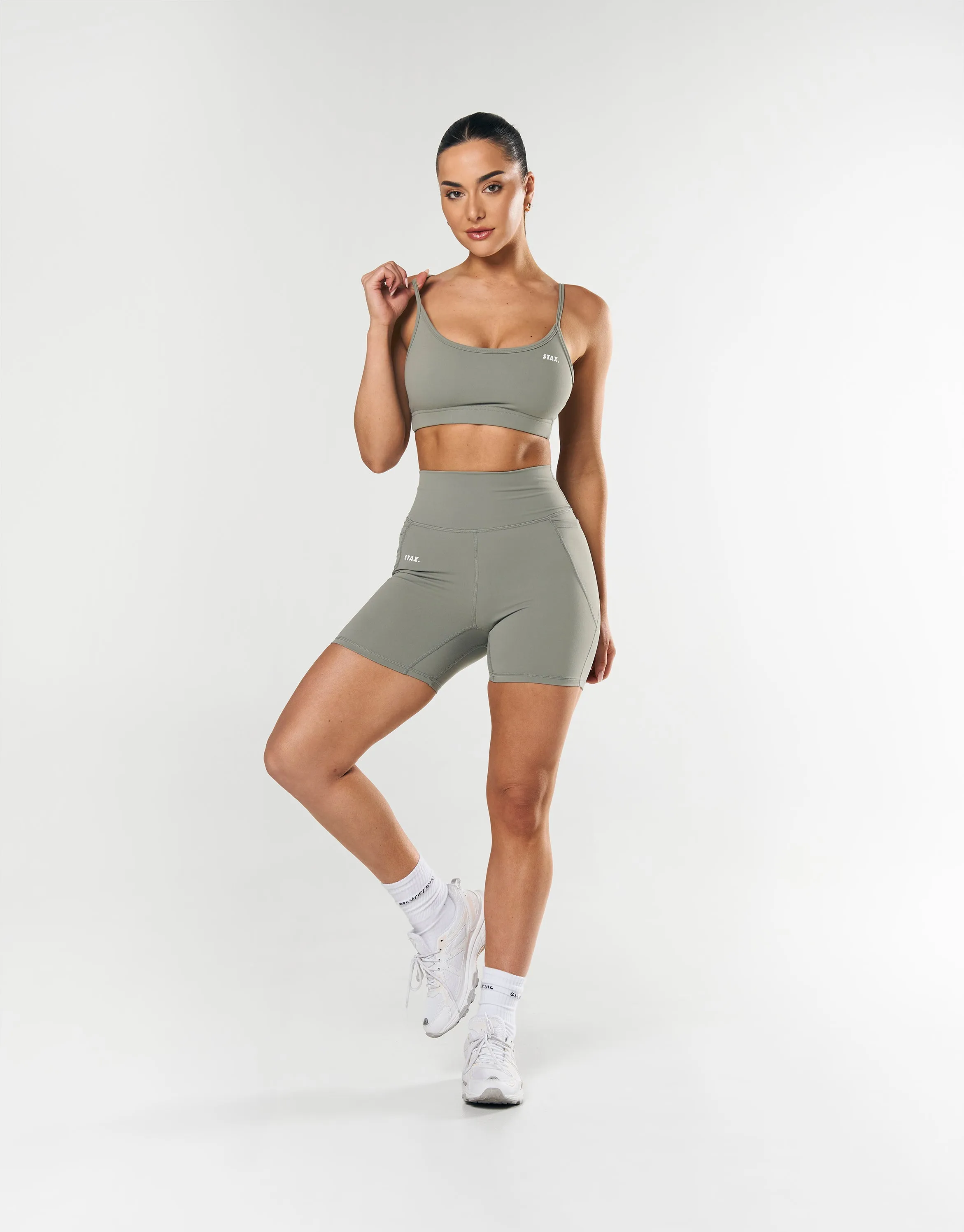 Phone Pocket Midi Bike Shorts NANDEX ™ - Sage
