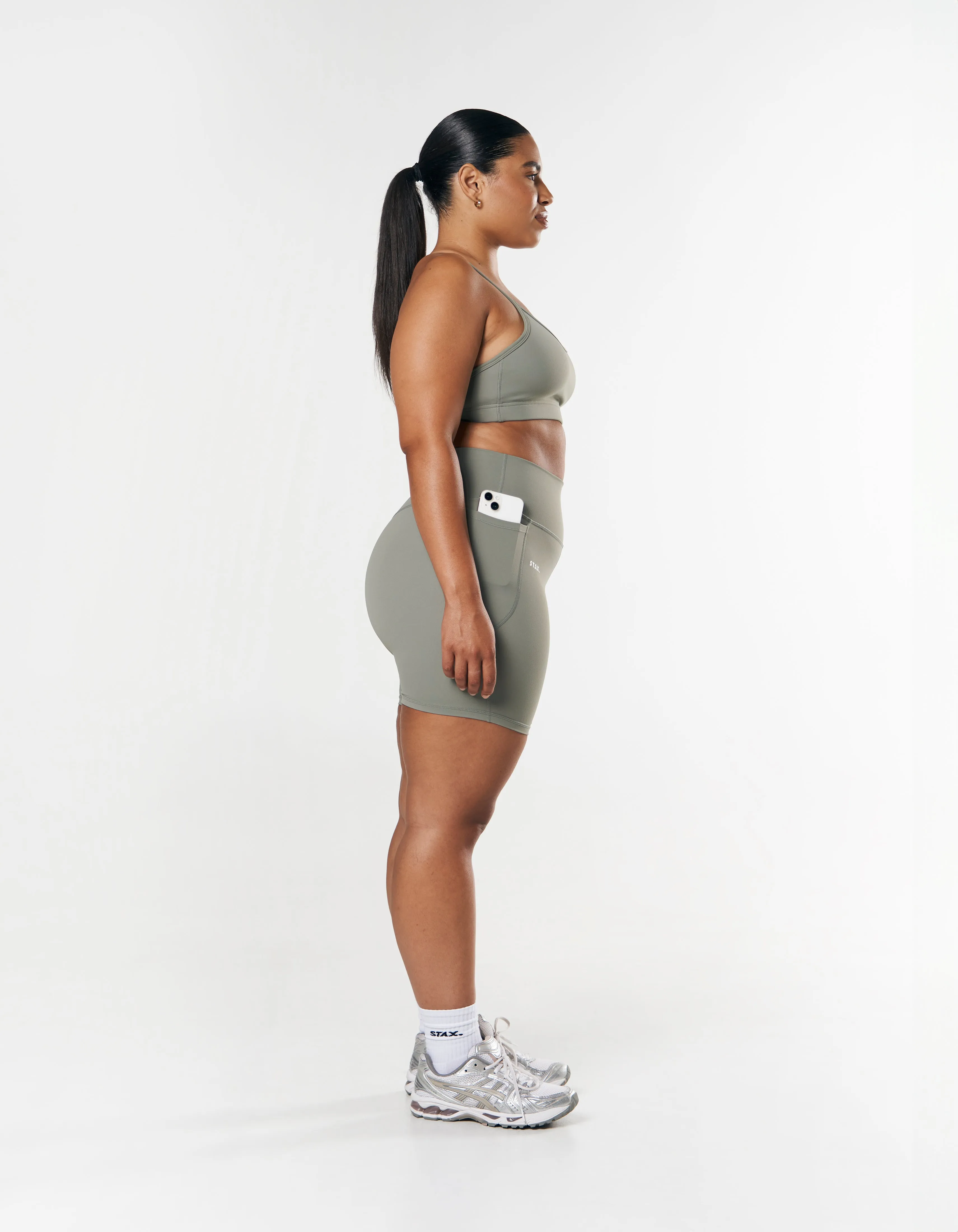 Phone Pocket Midi Bike Shorts NANDEX ™ - Sage
