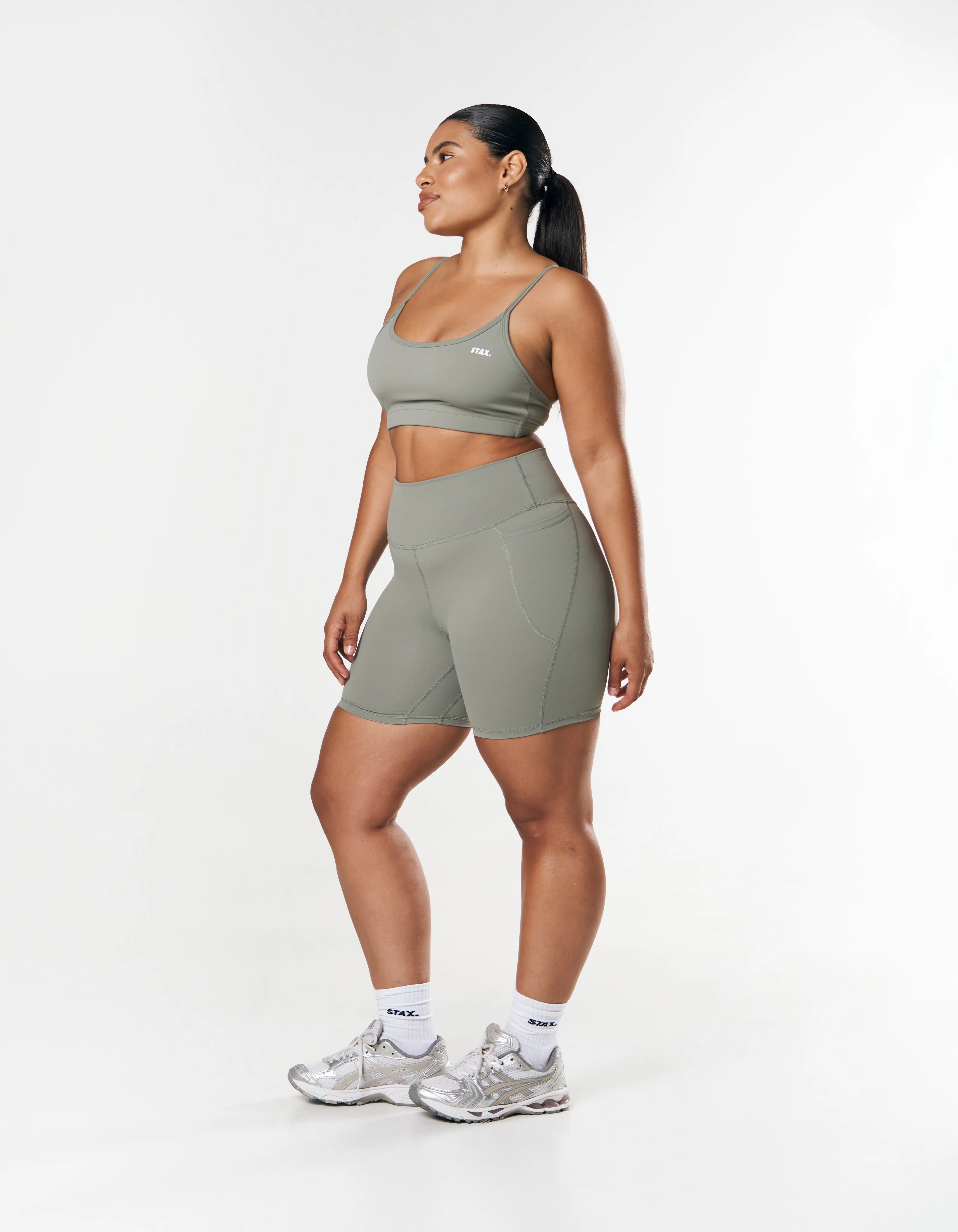 Phone Pocket Midi Bike Shorts NANDEX ™ - Sage