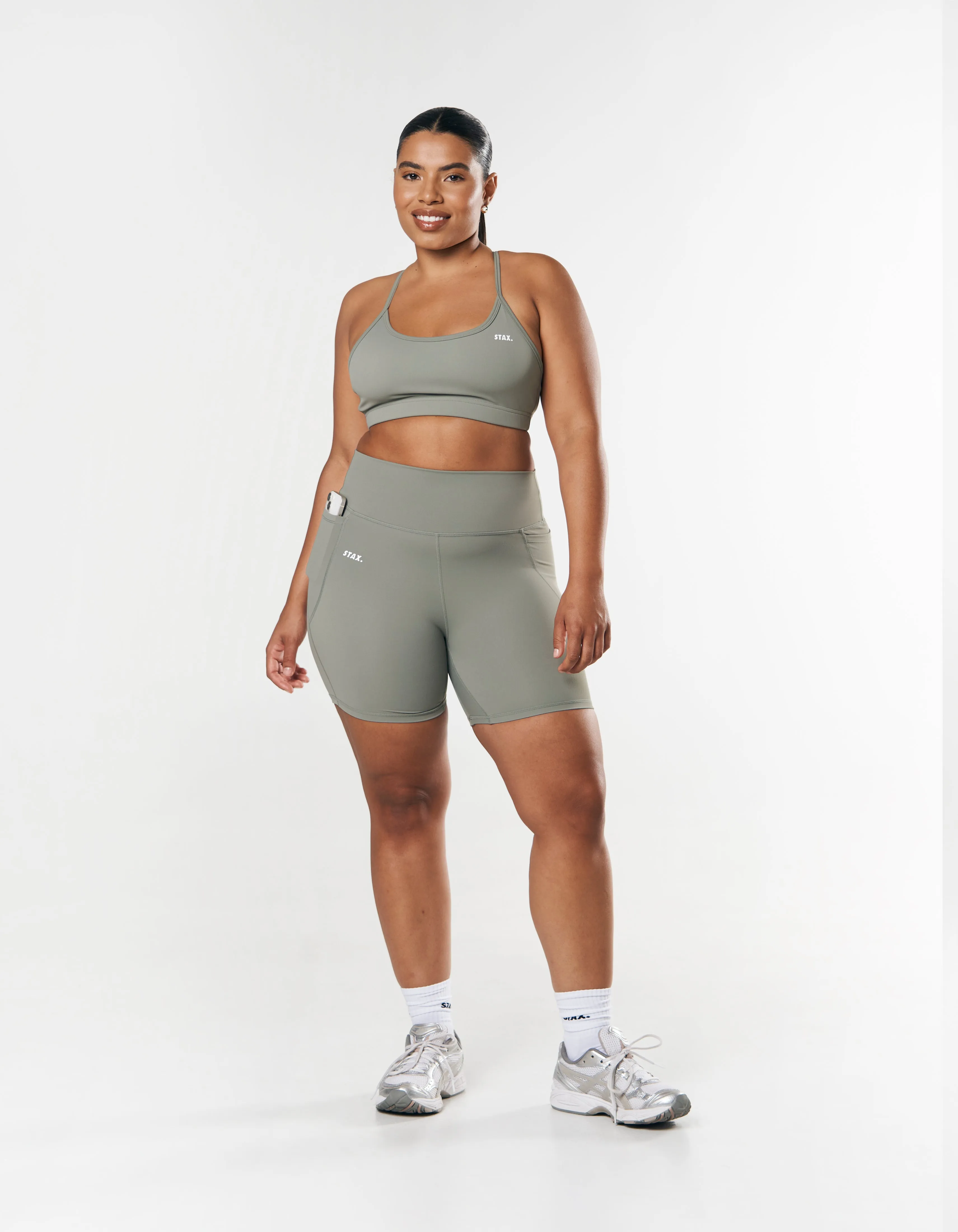 Phone Pocket Midi Bike Shorts NANDEX ™ - Sage