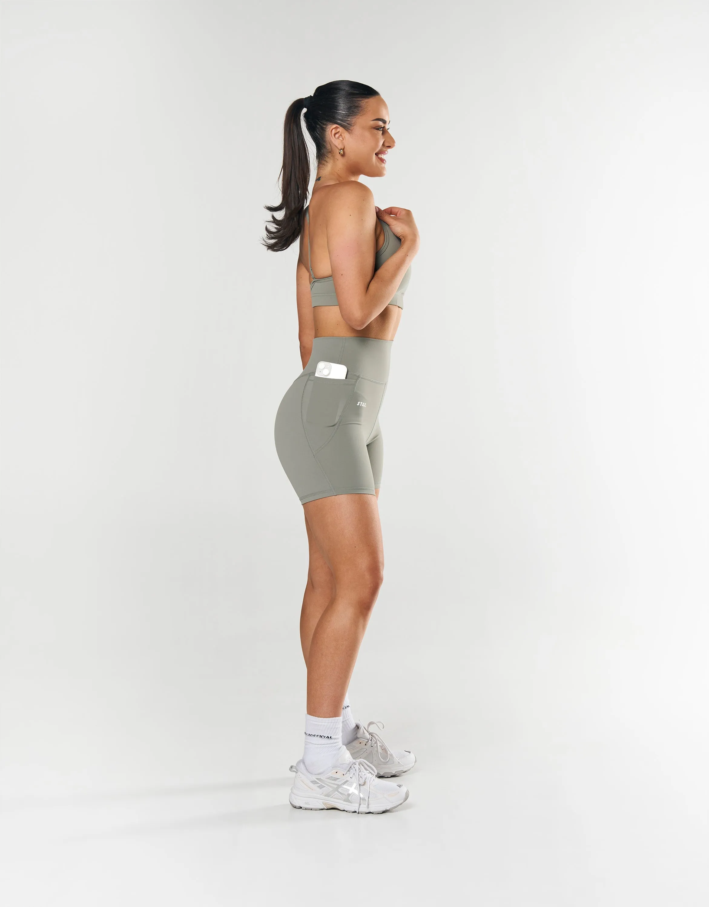 Phone Pocket Midi Bike Shorts NANDEX ™ - Sage
