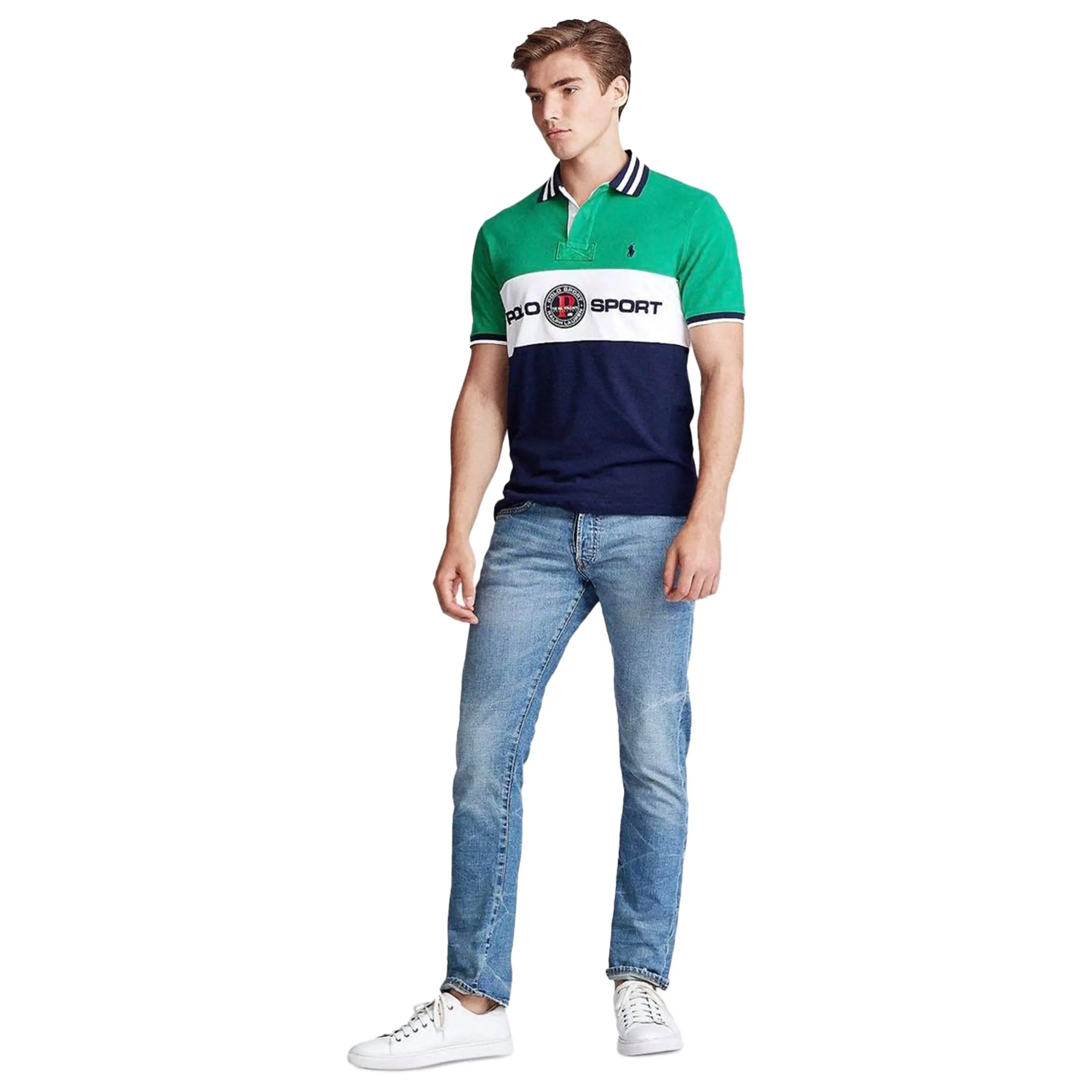 Polo Ralph Lauren Men's Custom Slim-Fit Mesh Polo (Chroma Green Multi)
