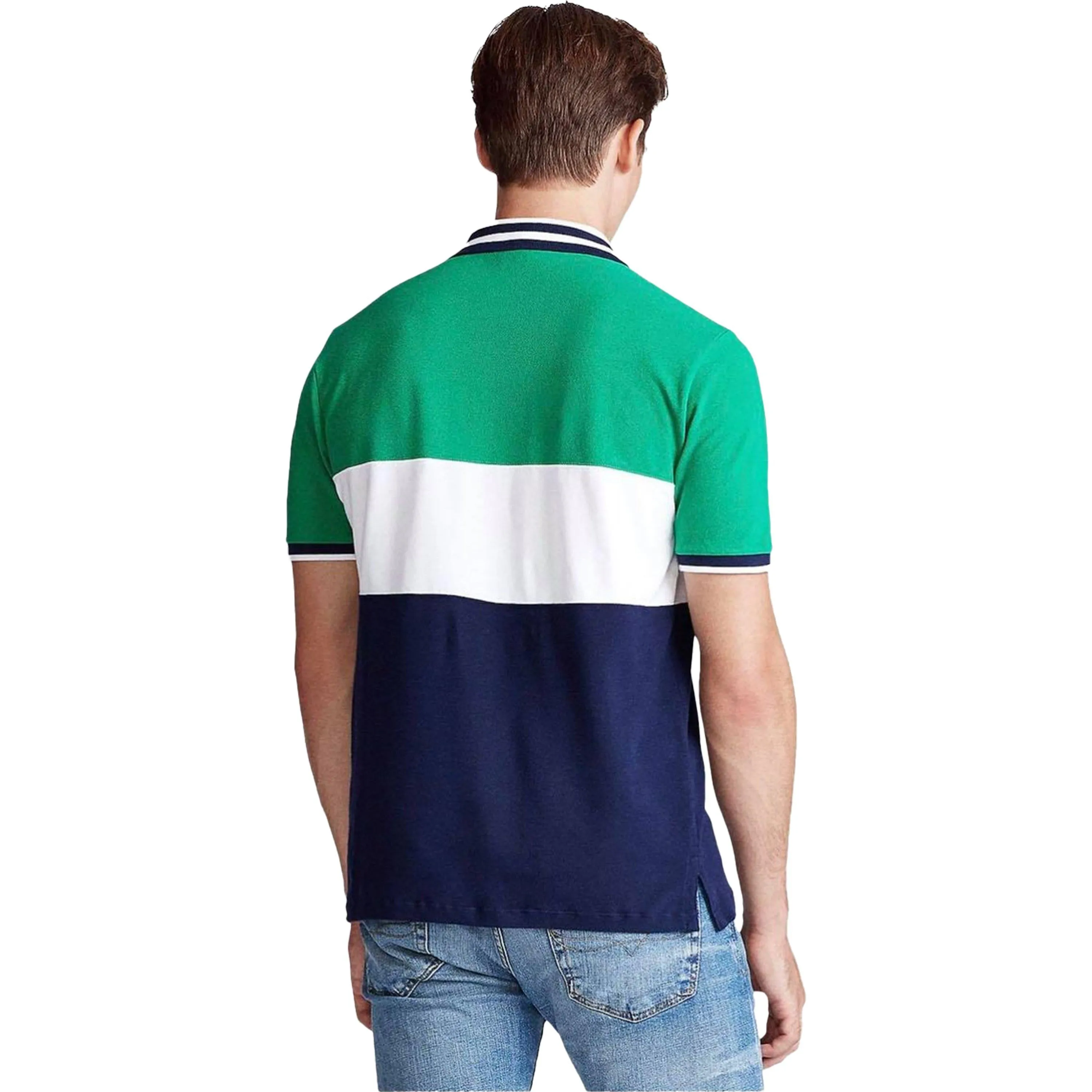 Polo Ralph Lauren Men's Custom Slim-Fit Mesh Polo (Chroma Green Multi)