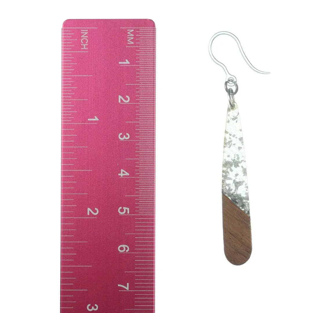 Rounded Wooden Fleck Celluloid Dangles Hypoallergenic Earrings for Sensitive Ears Made with Plastic Posts