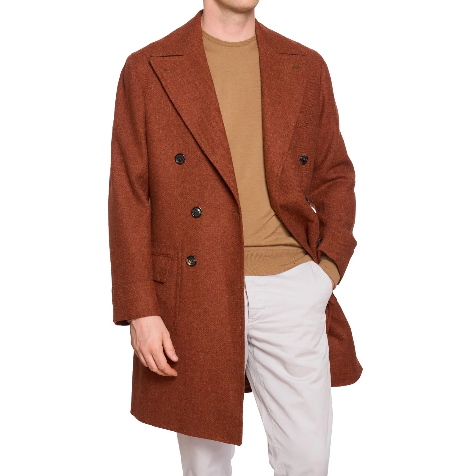 SARTORIA CIARDI Bespoke Handmade Burnt Orange Wool Coat Jacket EU 50 NEW US 40