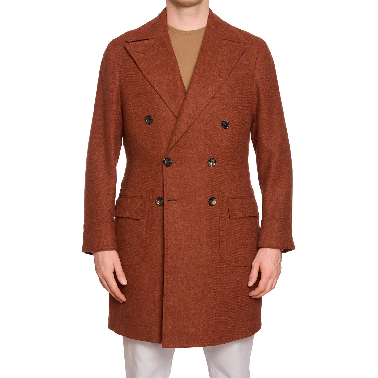 SARTORIA CIARDI Bespoke Handmade Burnt Orange Wool Coat Jacket EU 50 NEW US 40