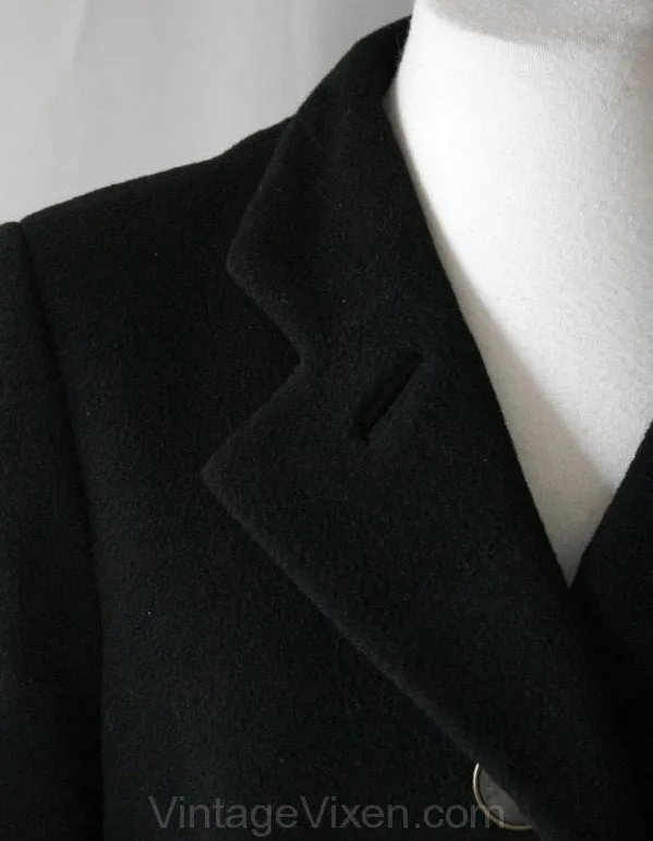 Size 12 Designer Coat - Elegant 1960s Black Winter Overcoat by Pauline Trigere - Bergdorf Goodman NYC - Gorgeous Large Classic - Bust 40