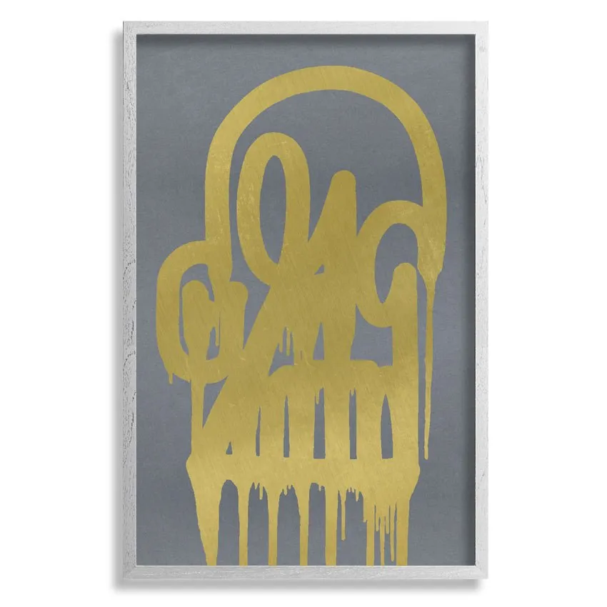 Timeless Skull Metallic Gold Shadow Metallic Silkscreen Print by Katsu