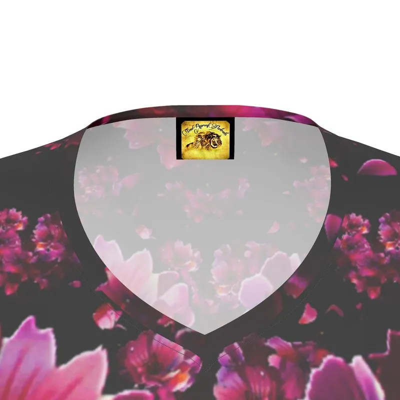 TRP Floral Print 02 Ladies Designer V-neck Jersey T-shirt